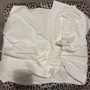 Zara White Big Bow Front Mini Skirt L